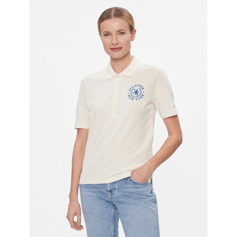 TOMMY HILFIGER - POLO REGULAR FIT LOGO CREST BORDADO BLANCO TOMMY HILFIGER