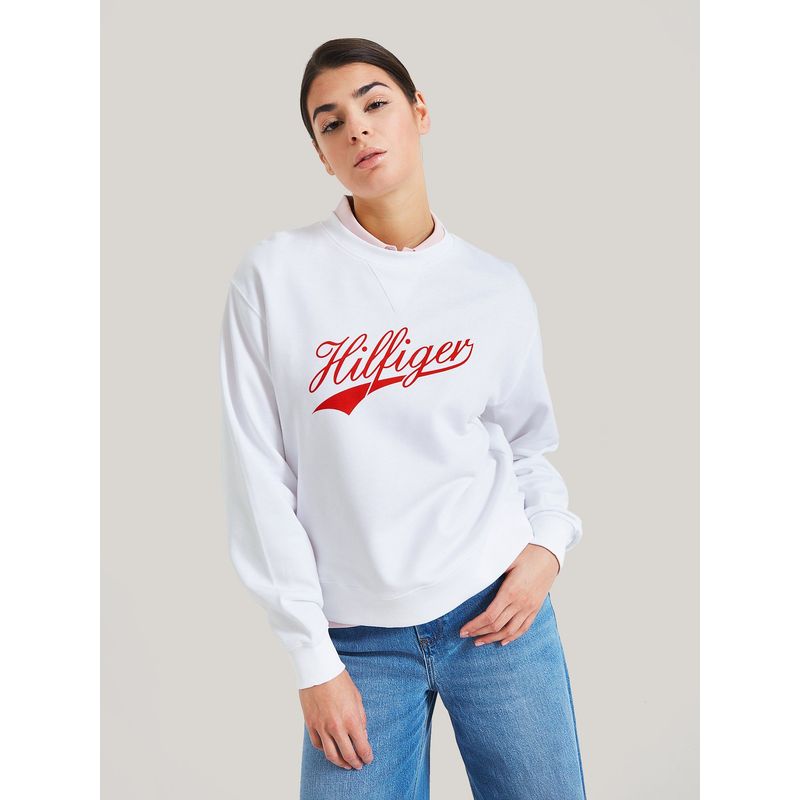 TOMMY HILFIGER - POLERÓN TERRY CON LOGO BLANCO TOMMY HILFIGER