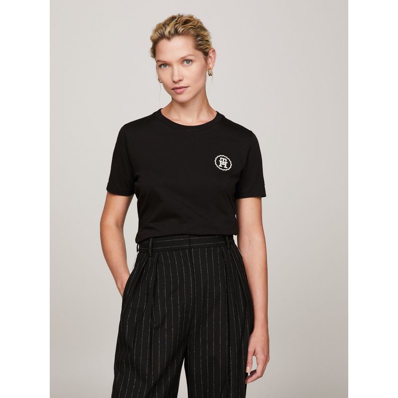 TOMMY HILFIGER - POLERA MODERN TONAL CON LOGO NEGRO TOMMY HILFIGER
