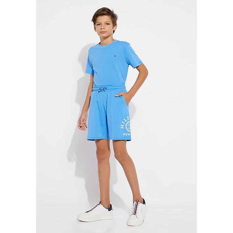 TOMMY HILFIGER - SHORT DE ALGODÓN CON LOGO CELESTE TOMMY HILFIGER