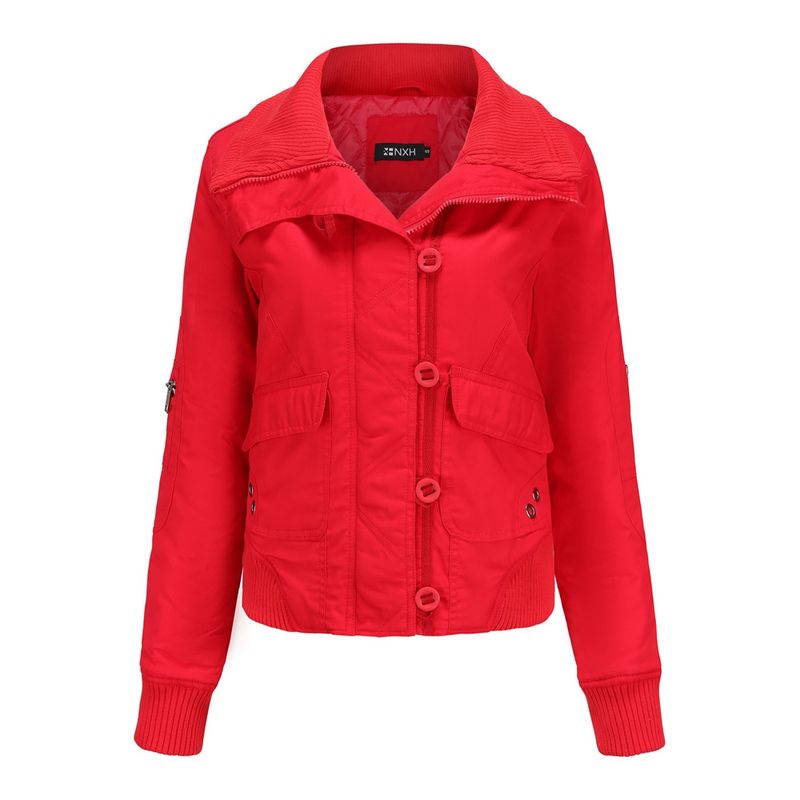 BLWOENS - Chaqueta con cuello alto para mujer -Rojo