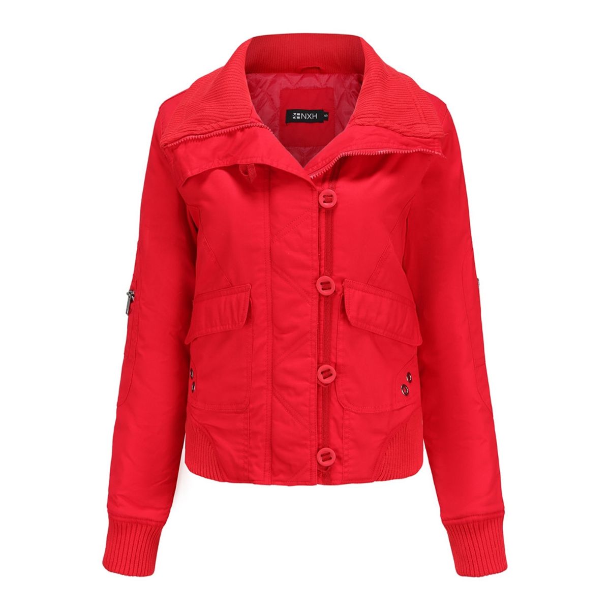 BLWOENS - Chaqueta con cuello alto para mujer -Rojo