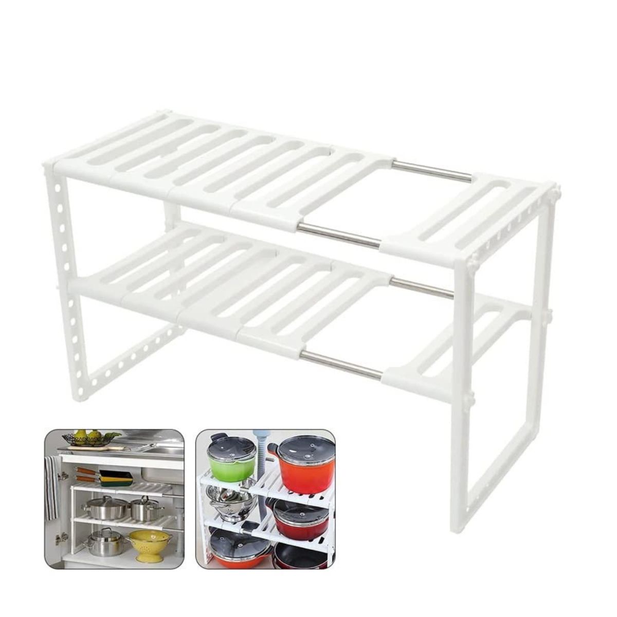 GENERICO - Estante Organizador De Ollas Multiuso 2 Niveles Cocina Menaje.