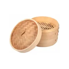 GENERICO - Olla Vaporera Bambu 2 Niveles 28cm Cocina a Vapor Preparaciones
