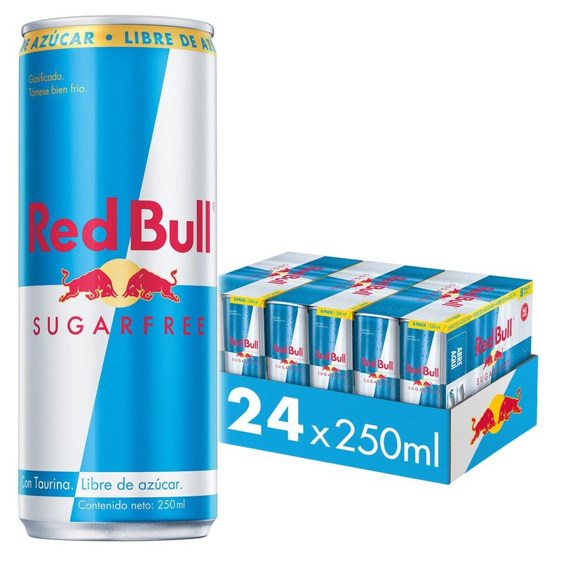 RED BULL - Red Bull Bebida Energética Pack 24 Latas Sin Azúcar 250Ml