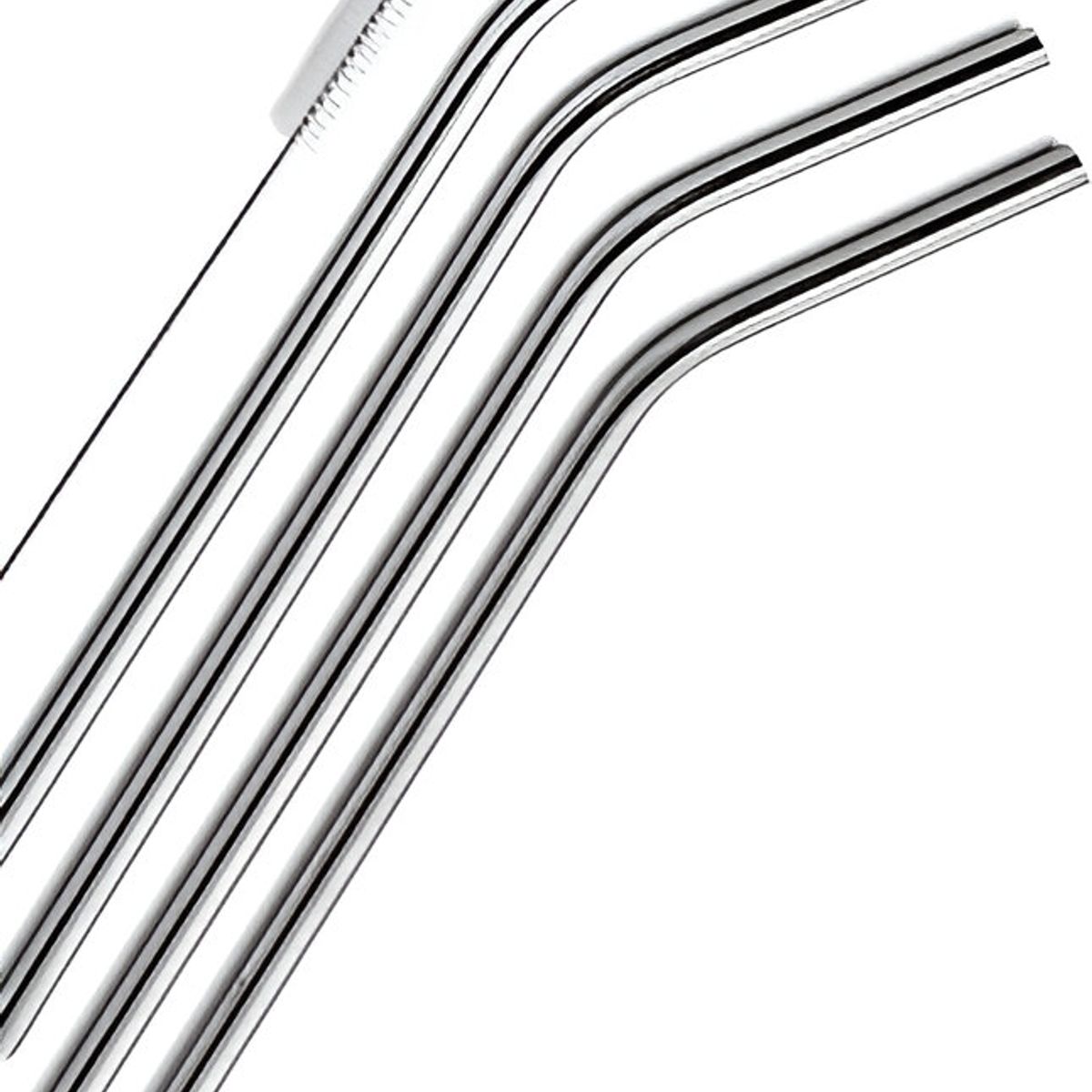 GENERICO - Set 4 Bombillas Reutilizables Con 1 Cepillo Ecologico Cocina Tragos.