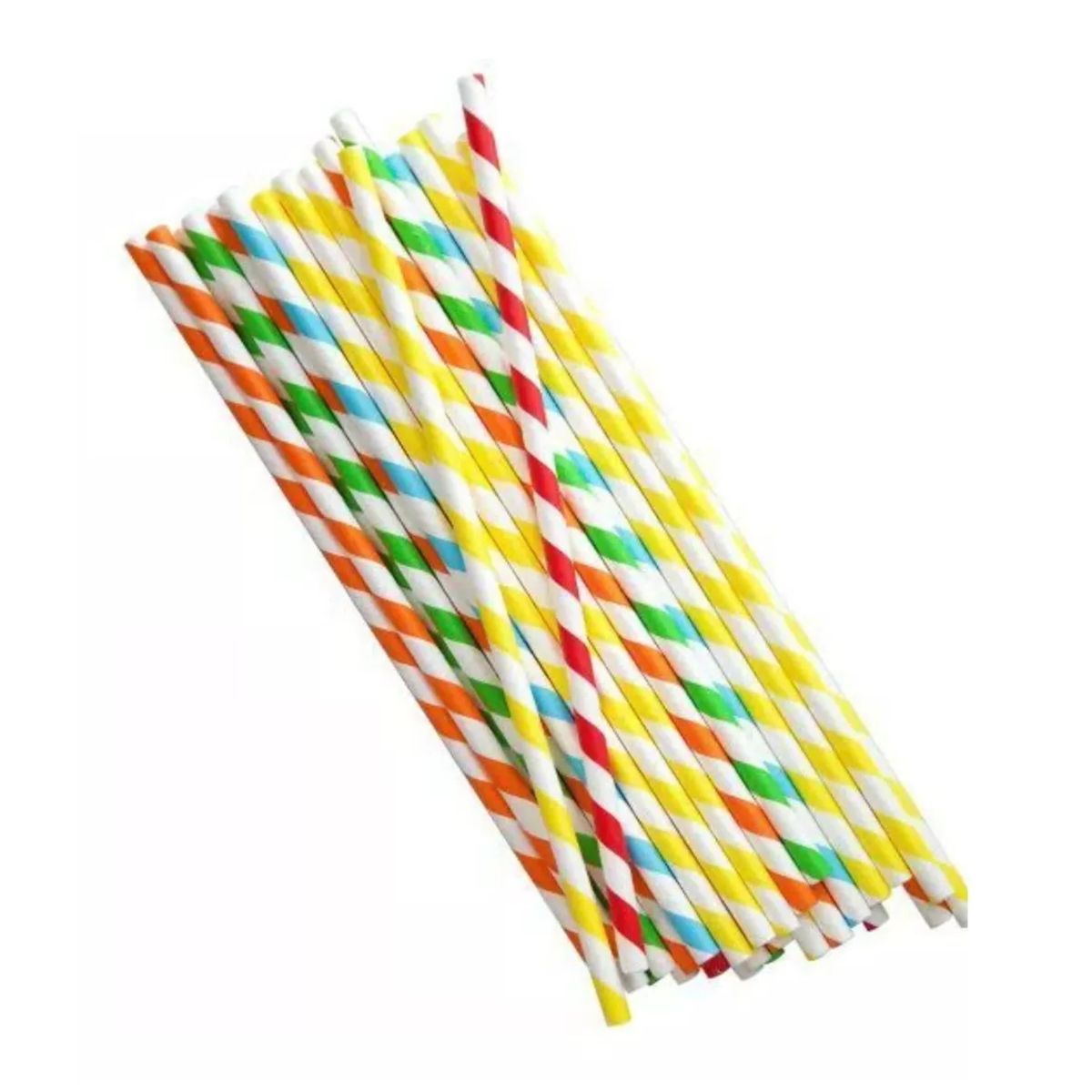 GENERICO - Set 100 Pajitas De Papel Ecologico 20cm Colores Cumpleaños.