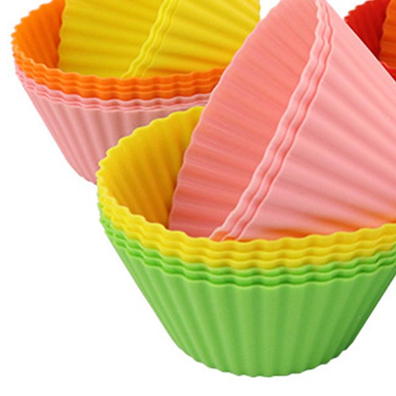 GENERICO - Set 12 Moldes Silicona Para Cupcakes Muffins 7cm Reposteria