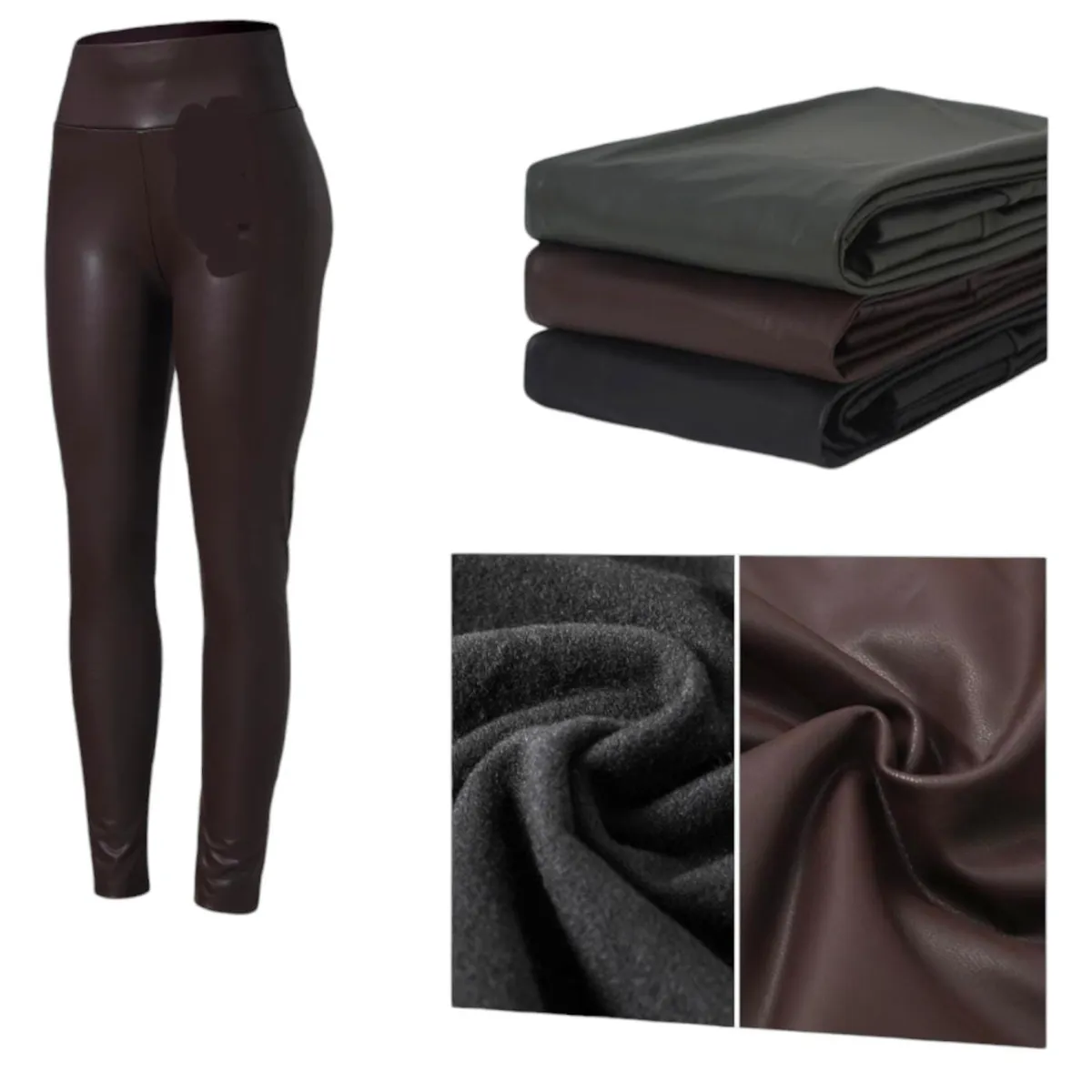 AGW - Pack 3 Calzas Mujer Eco Cuero Forrada Polar