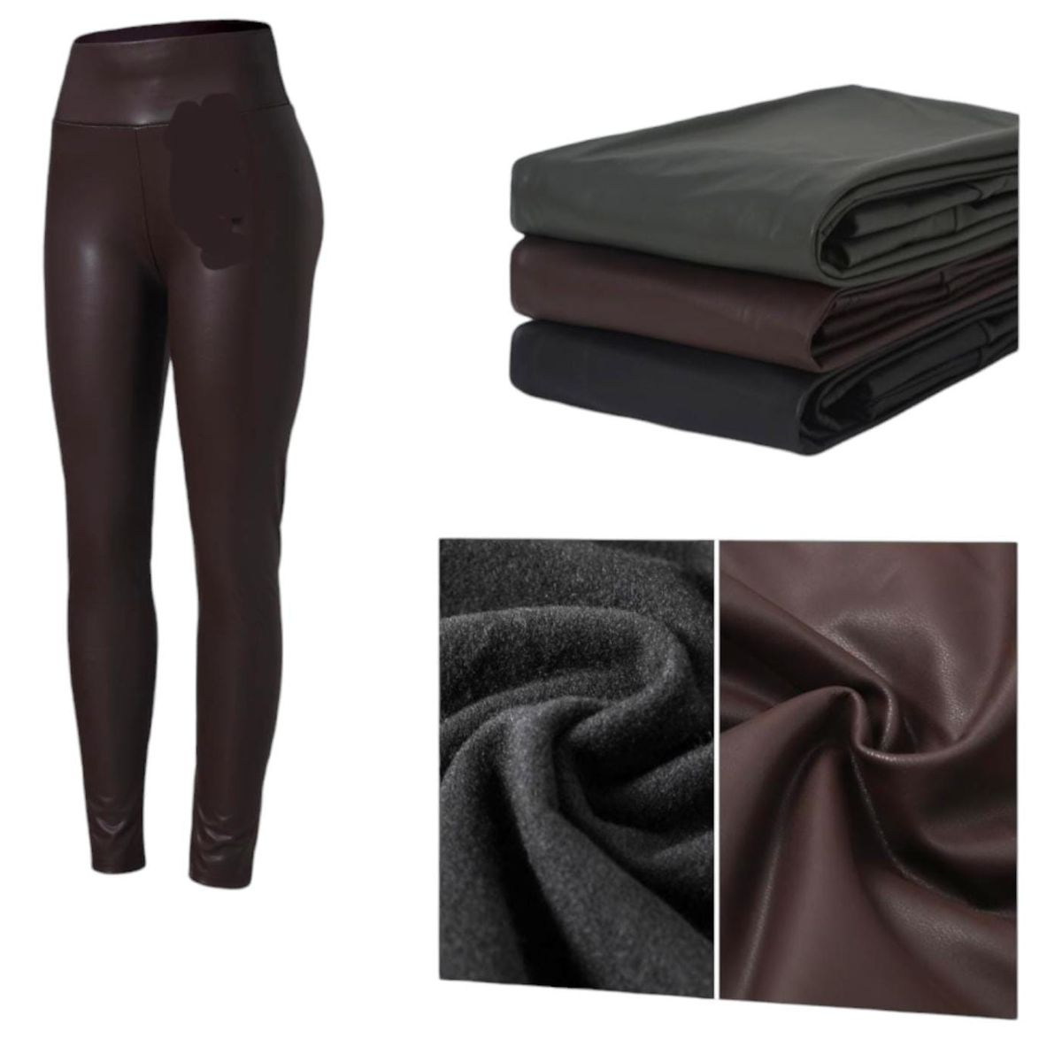 AGW - Pack 3 Calzas Mujer Eco Cuero Forrada Polar