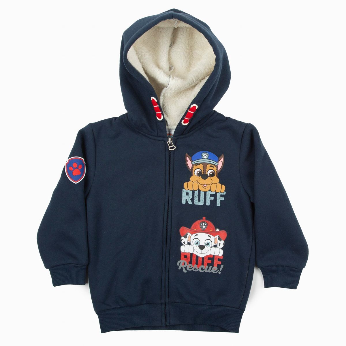 PAW PATROL - Poleron Con Gorro Niño Chase y Marshal Azul Marino Paw Patrol