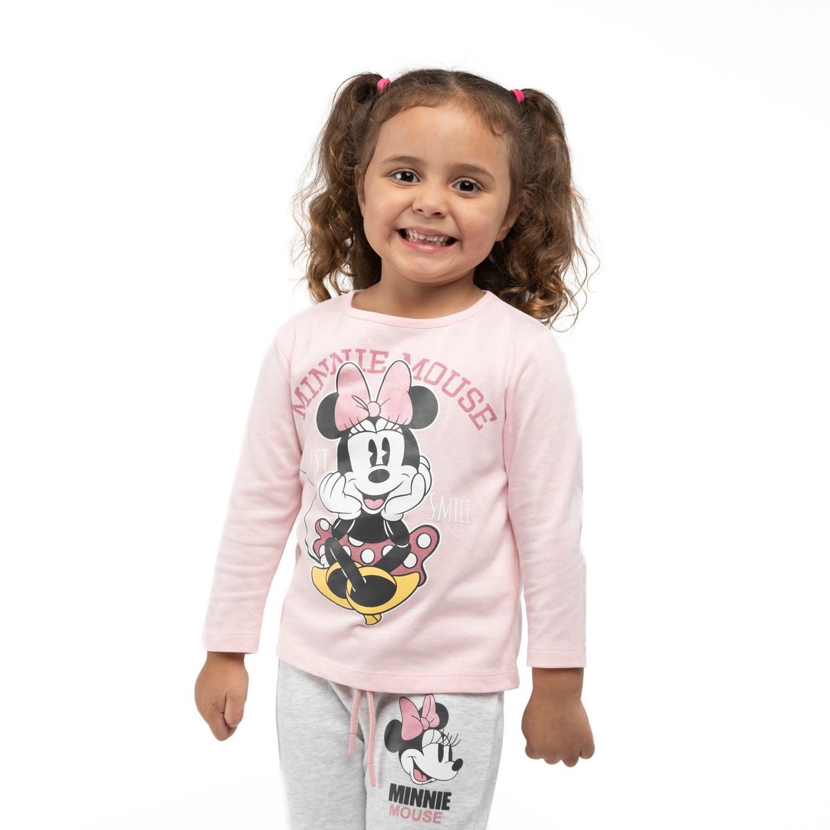 DISNEY - Polera Manga Larga Niña Best Smile Minnie Rosado Disney