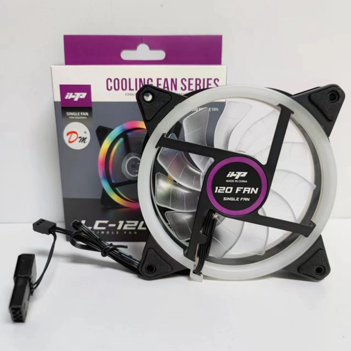 DM - VENTILADOR DE GABINETE 12CM  12V 02A CON LUZ CAMBIO COLOR