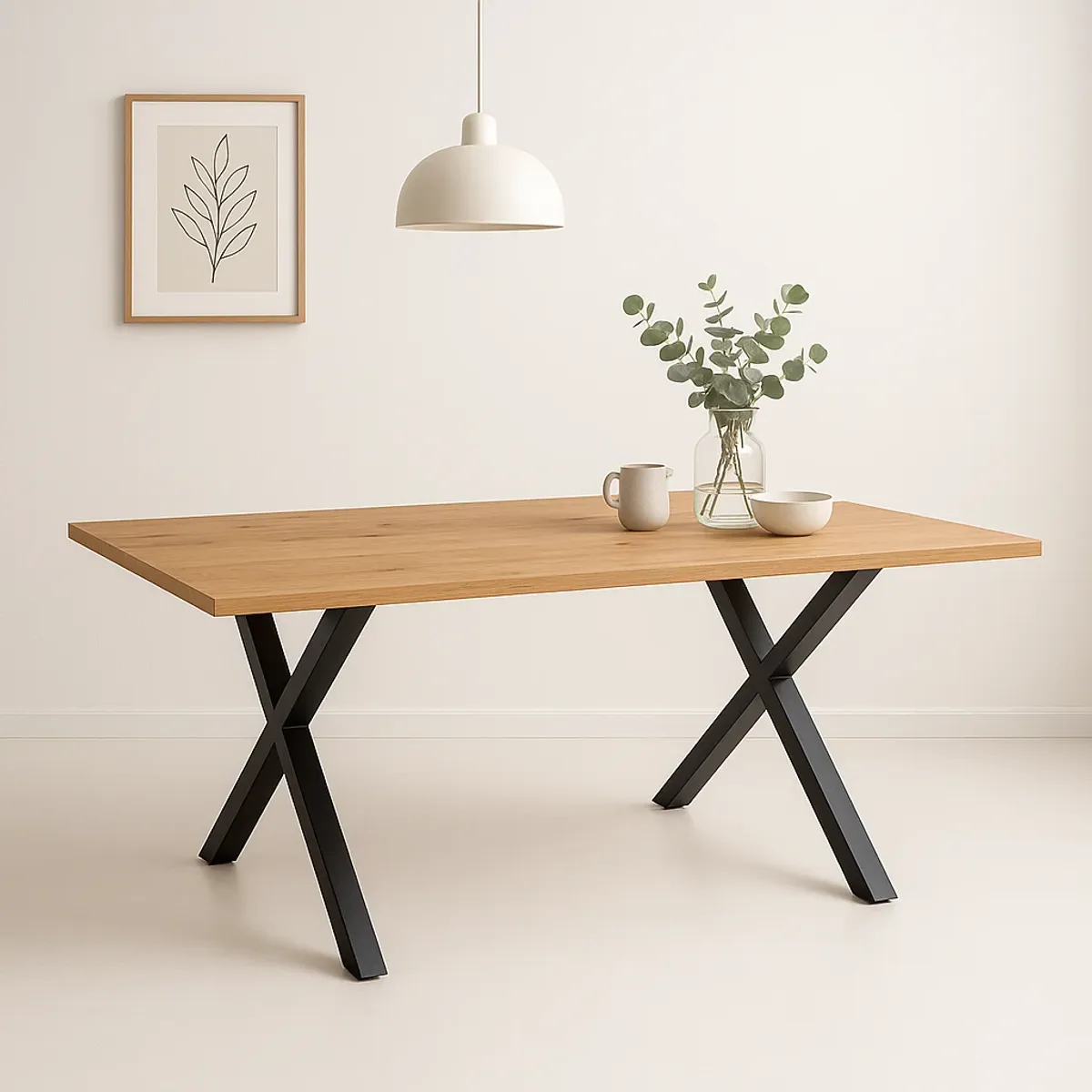 KLIK - Mesa industrial Color Madera y Metal Cross 180x90 KLIK