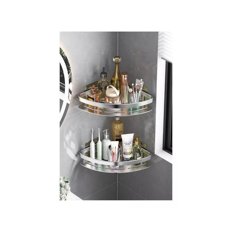 GENERICO - Esquinero Organizador Ducha Baño  Estante Set 2 Pcs Color Plata