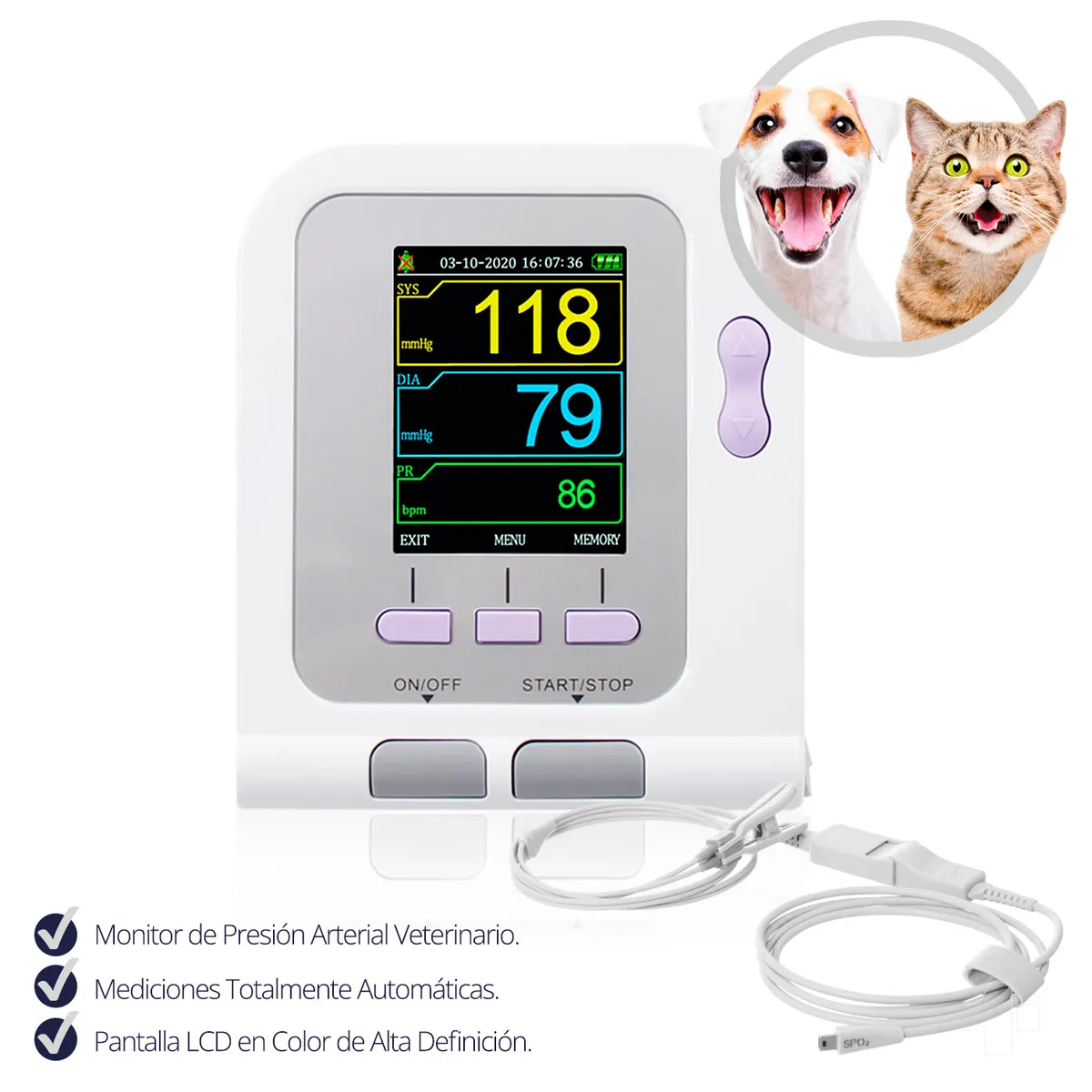CONTEC - CONTEC  Monitor Toma Presion Veterinario para Animales y Mascotas + Sensor SpO2