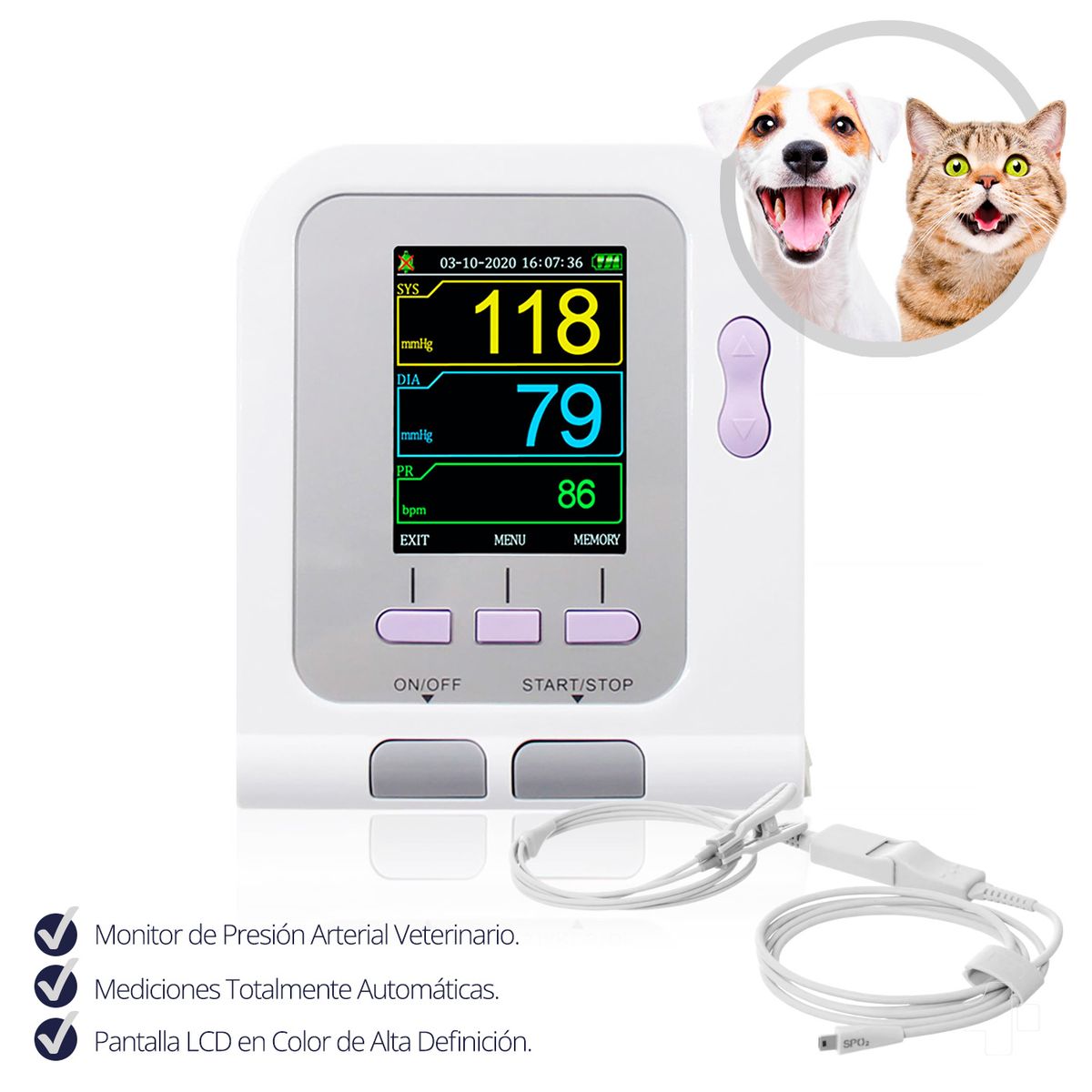 CONTEC - CONTEC  Monitor Toma Presion Veterinario para Animales y Mascotas + Sensor SpO2