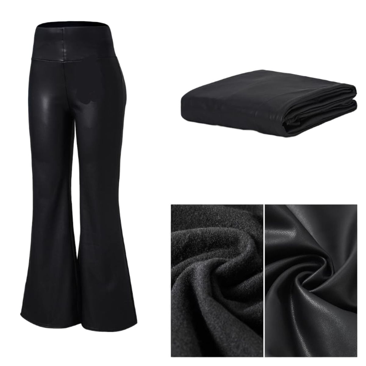 AGW - Pantalon Mujer Ecocuero Polar Pata Elefante