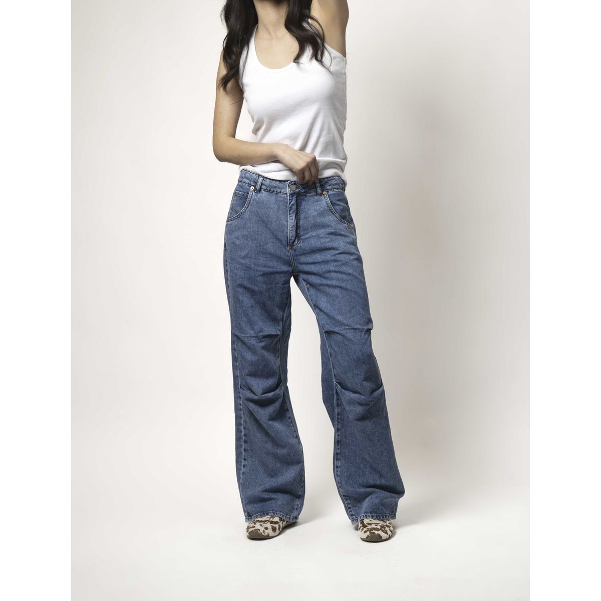 MOMCHIC - Jeans Parachoque Azul