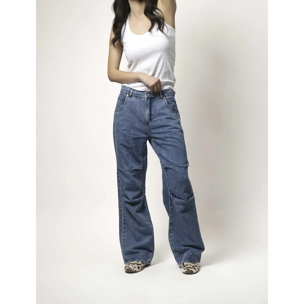 MOMCHIC - Jeans Parachoque Azul