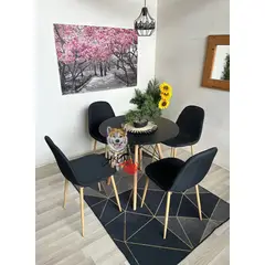 GENERICO - Comedor Canadá (Mesa 80DMelamina + 4 Sillas Scoop wood NEGRO)