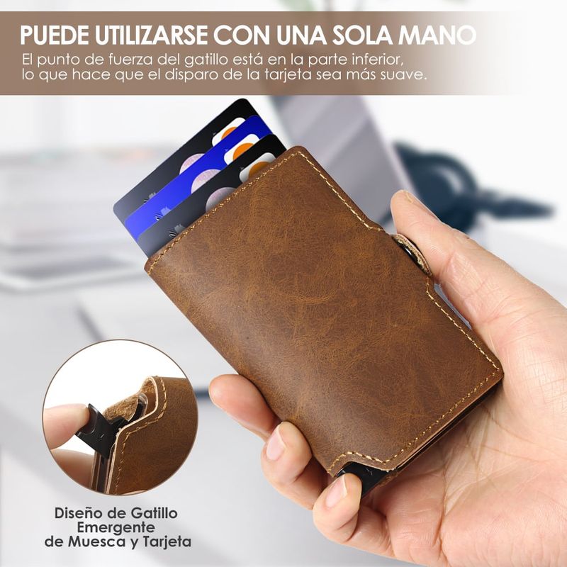 LUKOVEE Billetera Tarjetero Cuero Hombre Minimalista Con Rfid