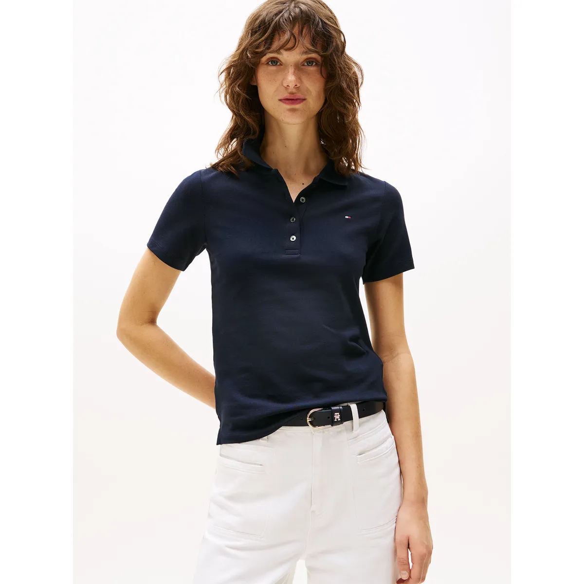 TOMMY HILFIGER - Polo Slim Fit Con Tejido Pique Azul Tommy Hilfiger