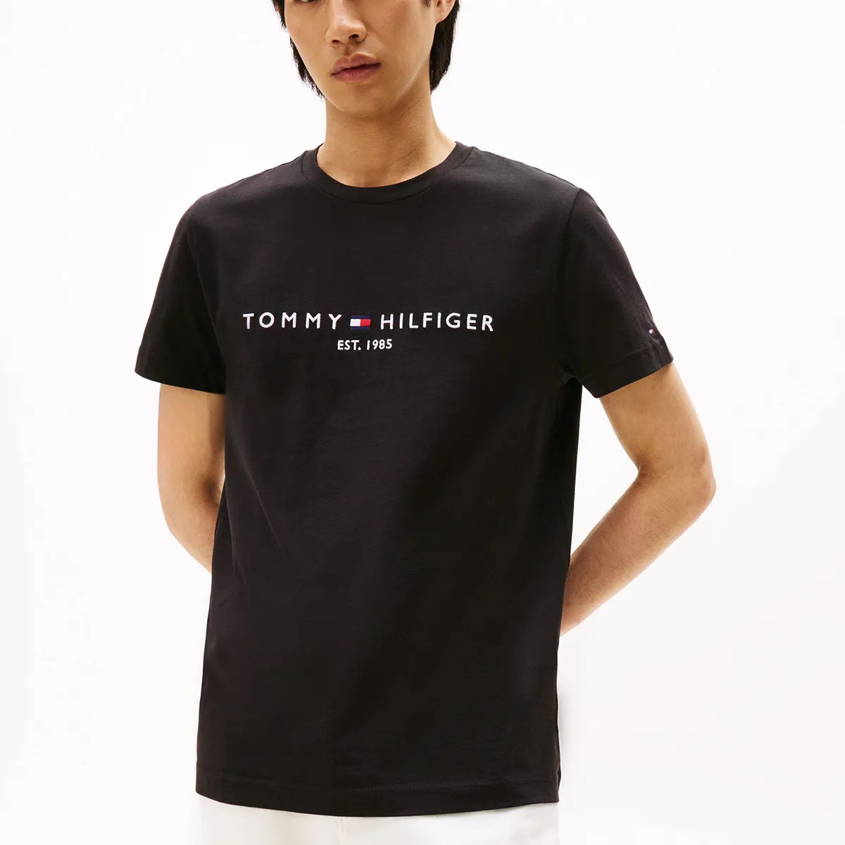 TOMMY HILFIGER - Polera Im Core Logo Slim Fit Negro Tommy Hilfiger