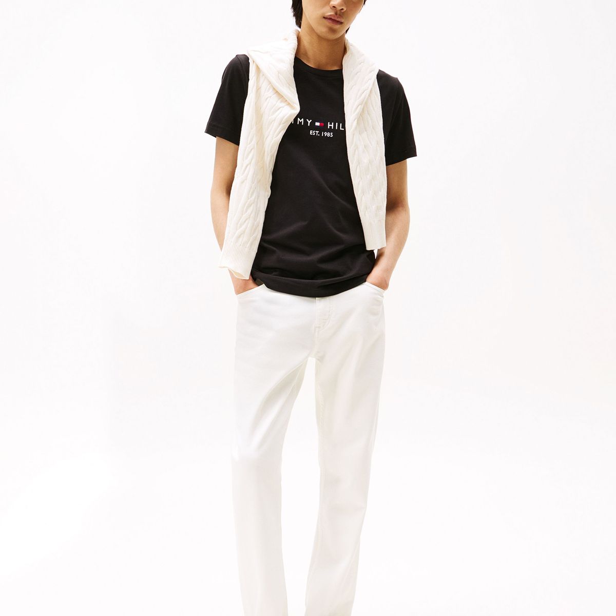 TOMMY HILFIGER - Polera Im Core Logo Slim Fit Negro Tommy Hilfiger