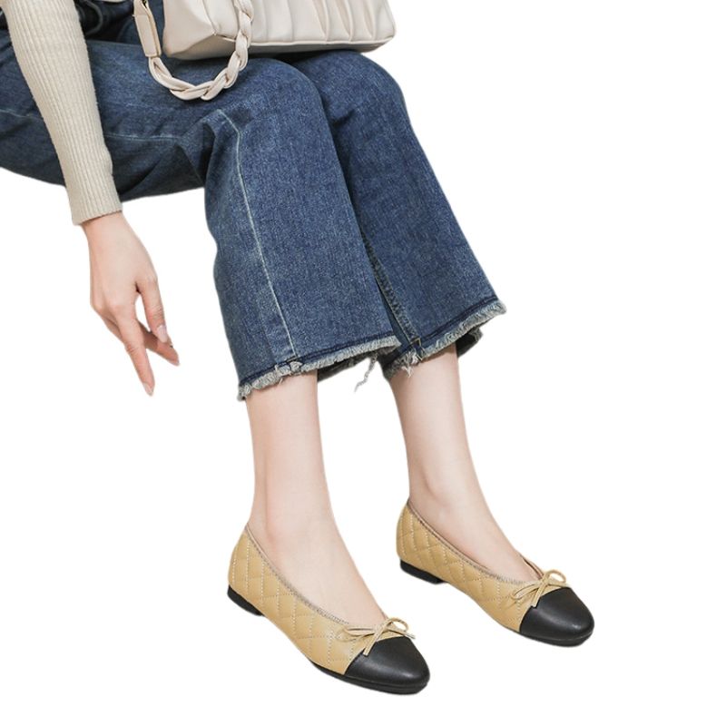 BLWOENS - zapatillas con lazo para Mujer -Beige