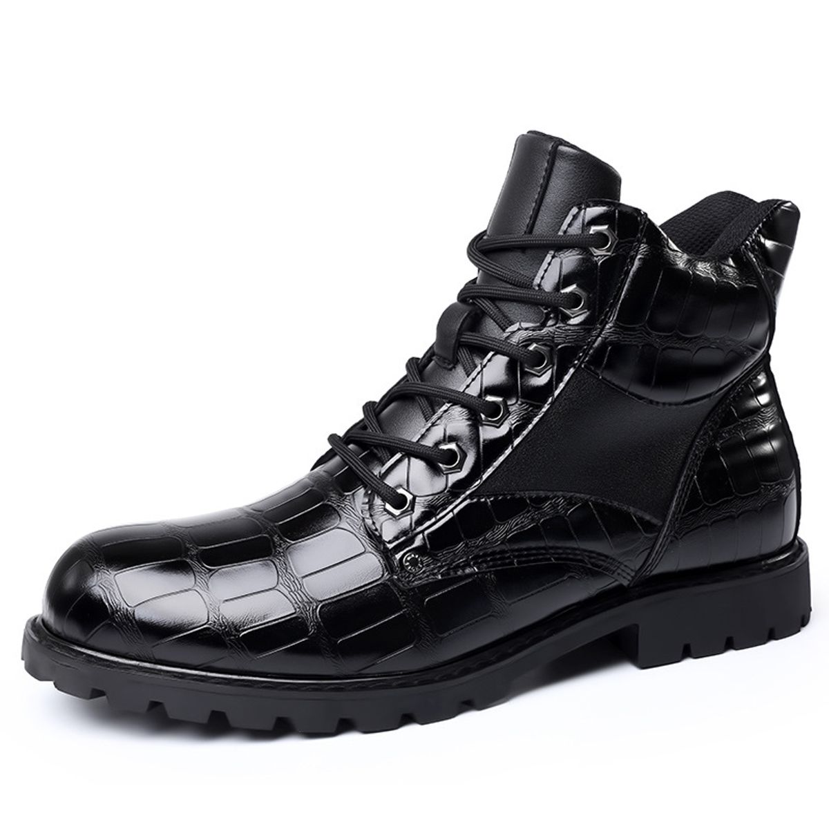 BLWOENS - Botas con cordones para Hombre-Negro