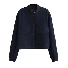 BLWOENS - Chaqueta cort sin gorro para mujer -Azul