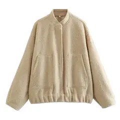 BLWOENS - Chaqueta sin gorro oversize para mujer - Beige