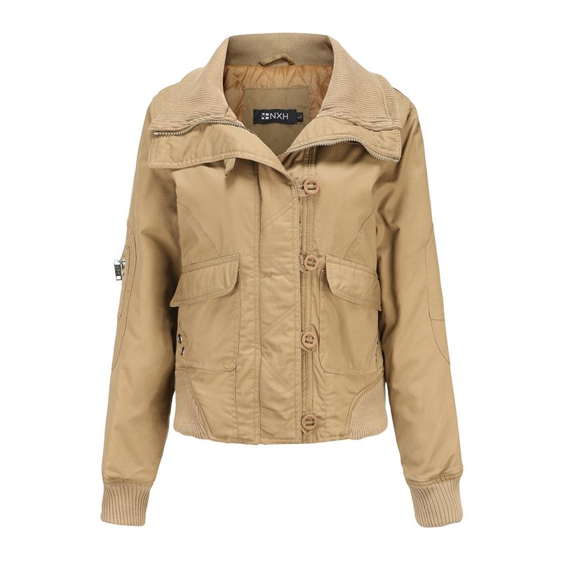 BLWOENS - Chaqueta con cuello alto para mujer -Beige