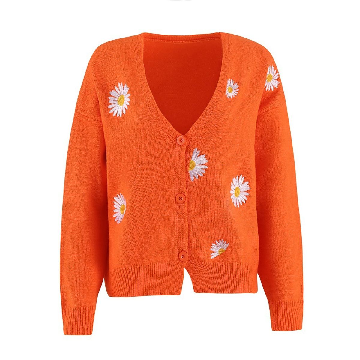 BLWOENS - Suéter con flores para mujer -Naranjo