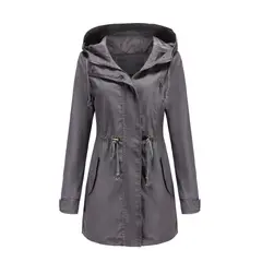 BLWOENS - Abrigo con cuello alto para mujer -Gris
