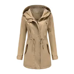 BLWOENS - Abrigo con cuello alto para mujer -Beige
