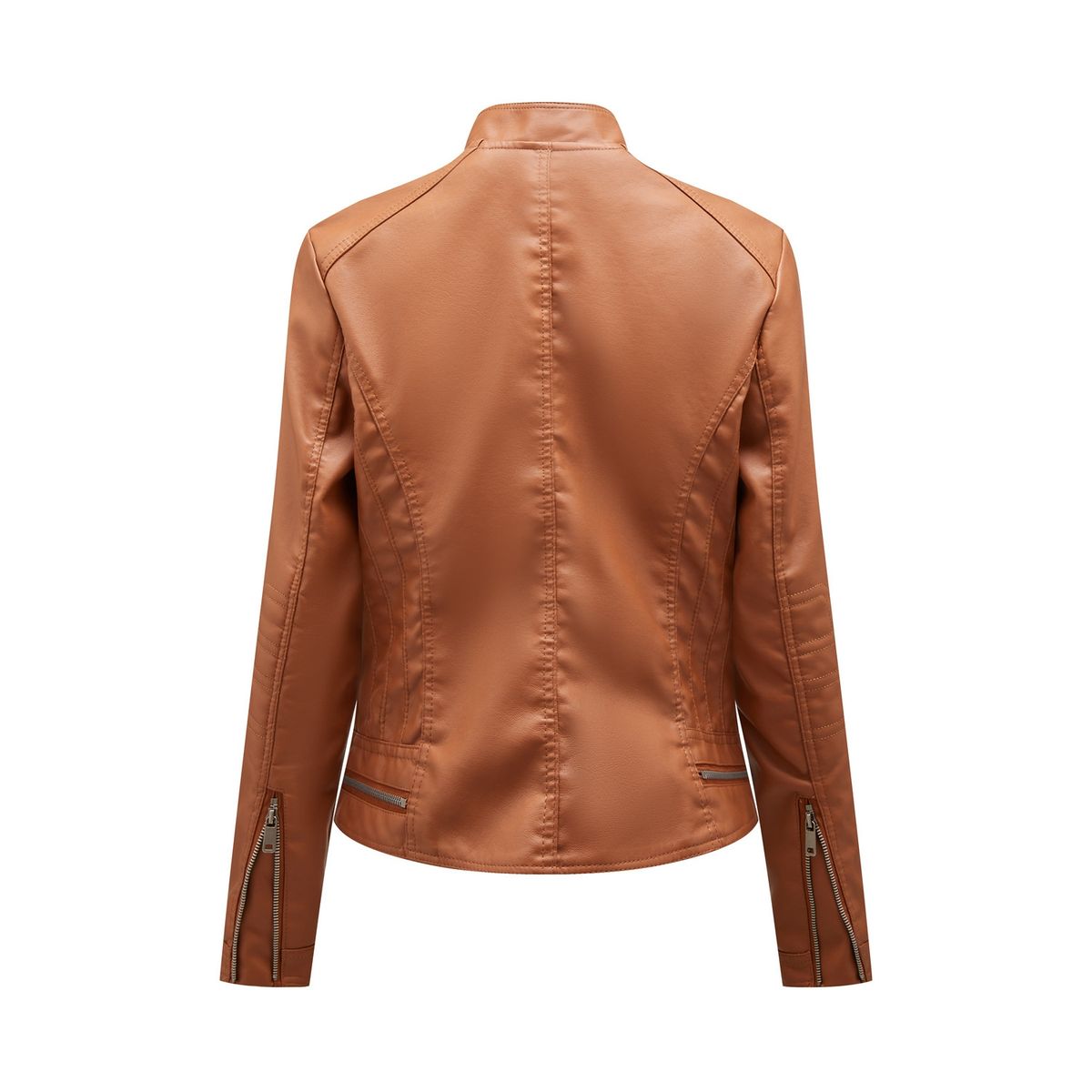 BLWOENS - Chaqueta cuero PU para mujer -Café