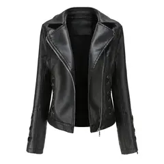BLWOENS - Chaqueta cuero PU para mujer -Negro