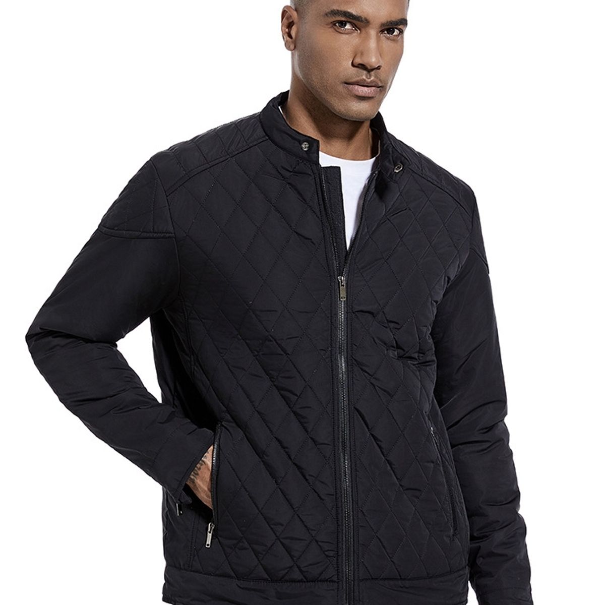 BLWOENS - Chaqueta con cierre para hombres -Negro