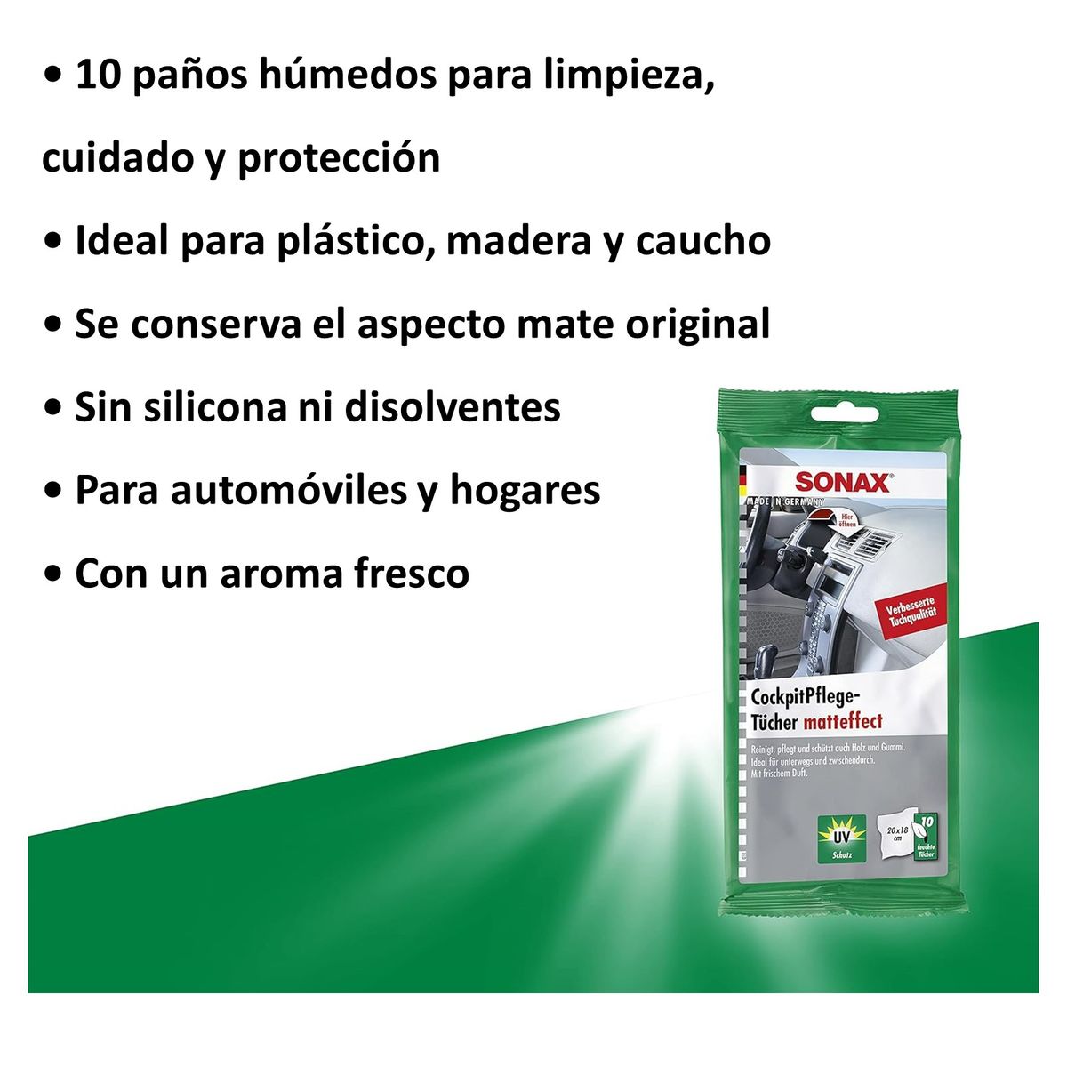 SONAX - Kit Automovil Limpieza Toallitas Humedas + Limpiaparabrisas Sonax