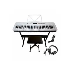 TONIC PIANOS - Full pack Teclado 61 teclas + Stand + Silla + Aud. Ton-650 WH Tonic