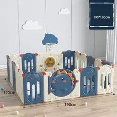 CRUSEC - Corral Juegos Infantil Dinosaurio Plegable 190cmX190cm Azul