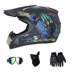 GENERICO - Casco De Moto Diseño De Graffiti Con Guantes Gafas Máscara