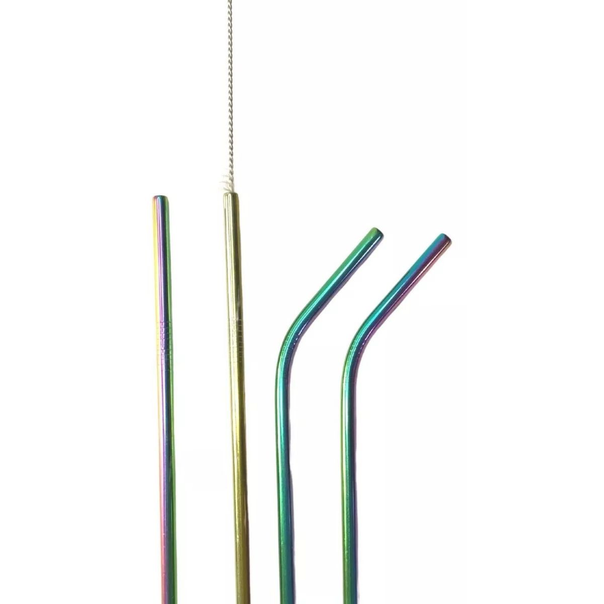 GENERICO - Pack 4 Bombillas Multicolor Con Cepillo Ecologico Cocina.