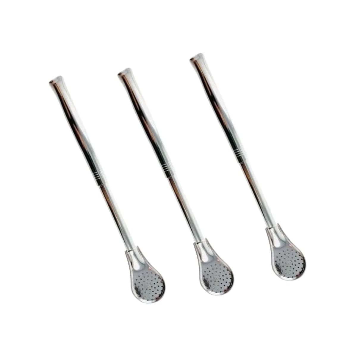 GENERICO - Pack 3 Bombillas Para Mate Acero Inoxidable 14cm Reutilizable.