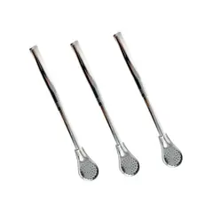 GENERICO - Pack 3 Bombillas Para Mate Acero Inoxidable 14cm Reutilizable.
