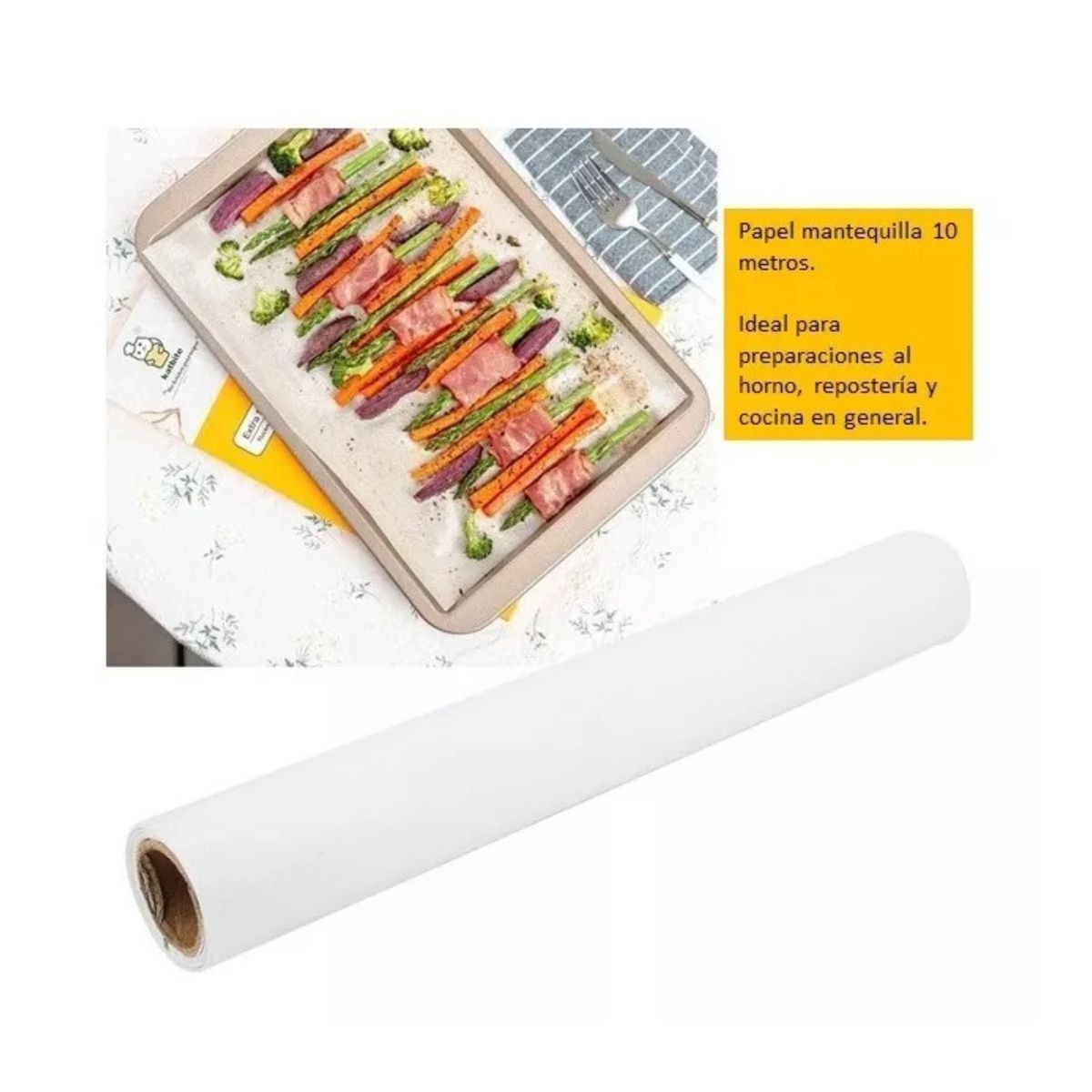 Rollo Papel Mantequilla 20Mts Preparaciones Cocina Reposteria., marca GENERICO - Foto 2
