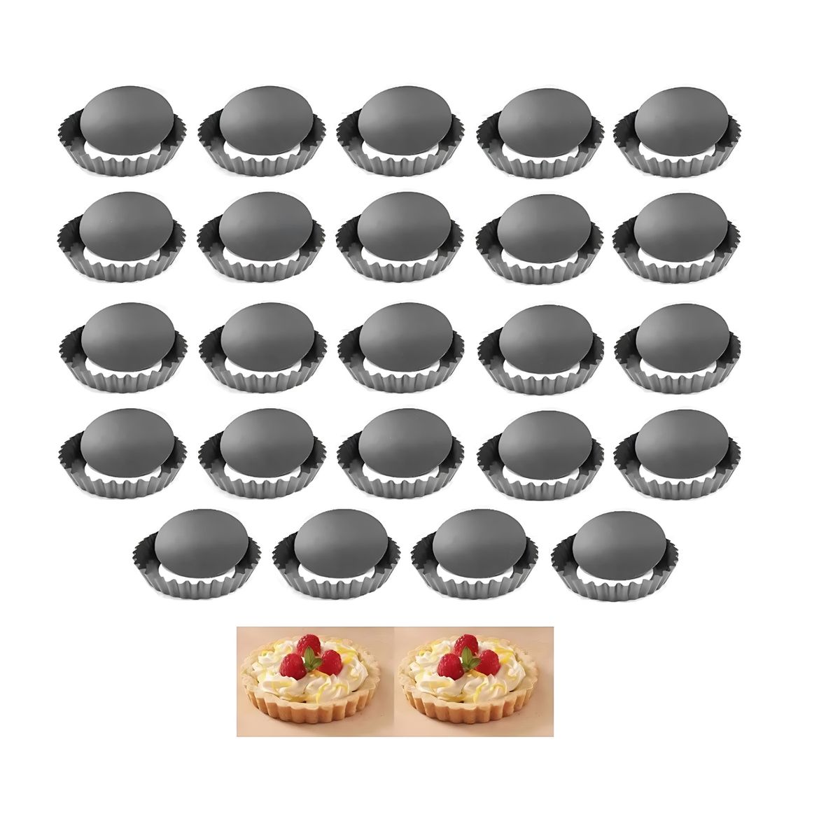 GENERICO - Set 24 Moldes de Tartaleta Desmontable 10,5cm Cocina Reposteria.