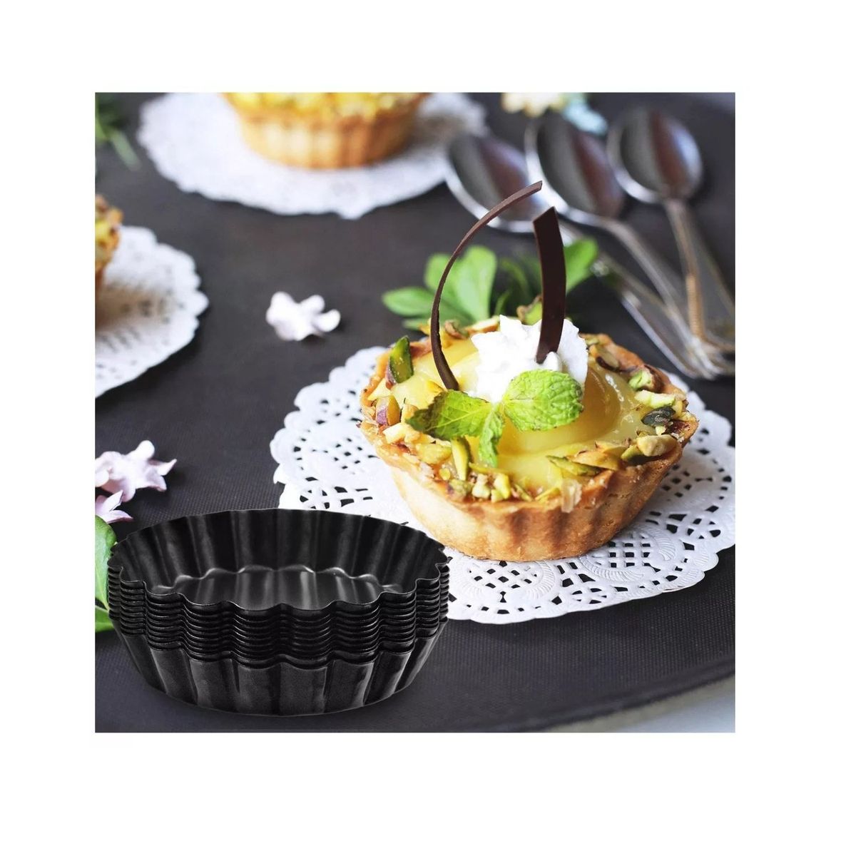 GENERICO - Set 24 Moldes de Tartaleta Desmontable 10,5cm Cocina Reposteria.